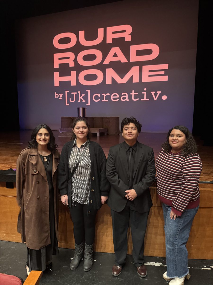 Animation and AVP students posing with their teachers at their show.